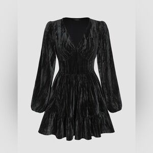 Cider Luxurious Black Velvet Gown
